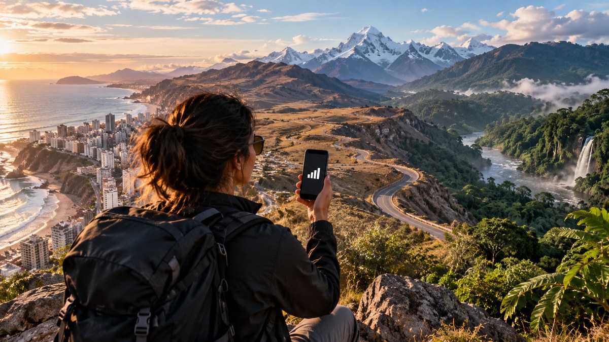 South America eSIM coverage from cities to mountains and rainforest