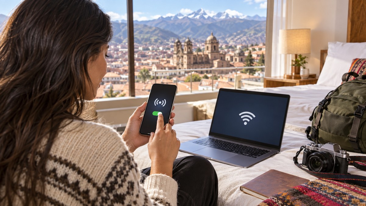 South America eSIM installation and hotspot setup