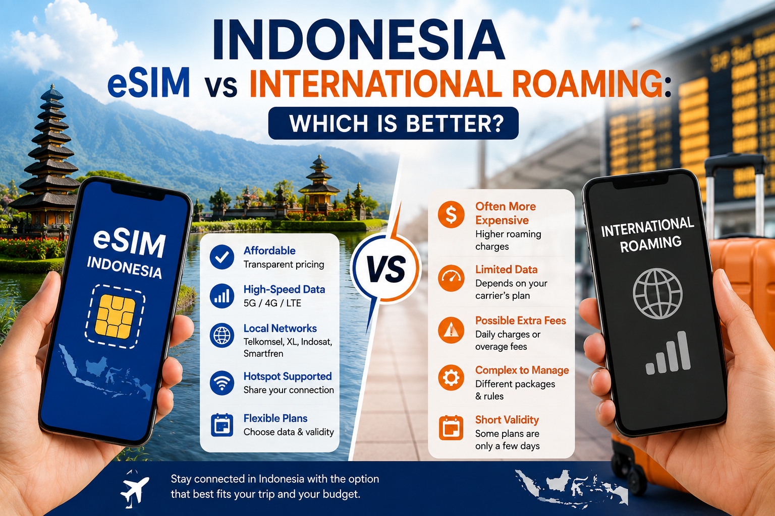Indonesia eSIM vs International Roaming: Which Is Better?