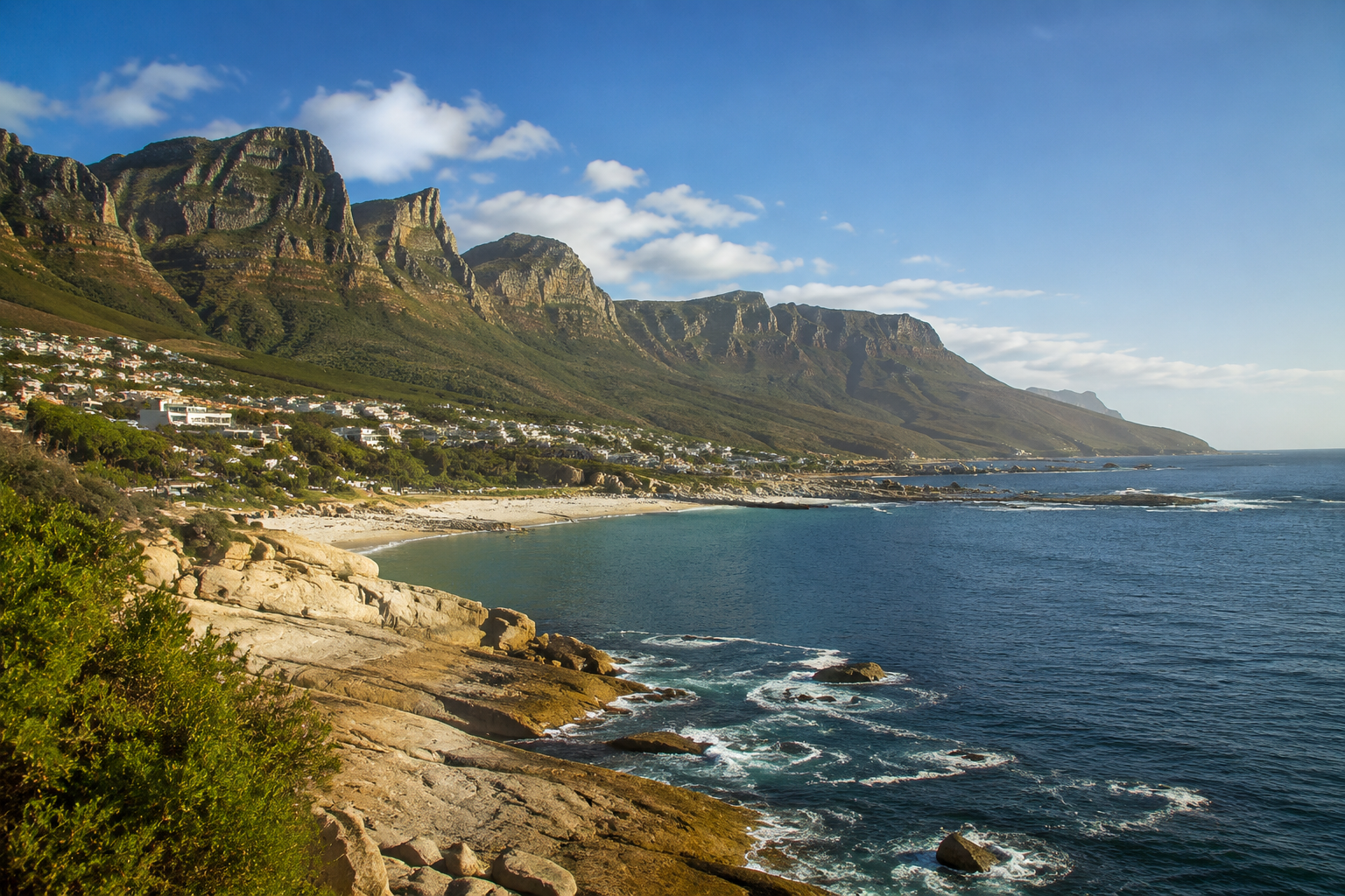 Coastal mountains and ocean near Cape Town in South Africa