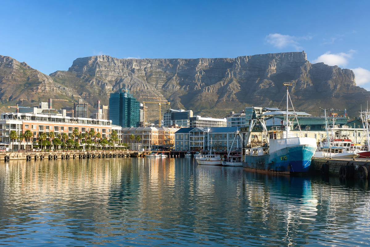 Cape Town waterfront and Table Mountain in South Africa