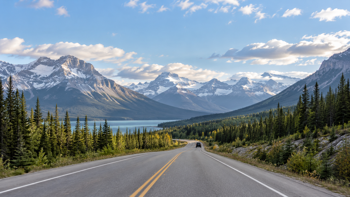 Canadian Rockies highway for the Canada eSIM coverage guide