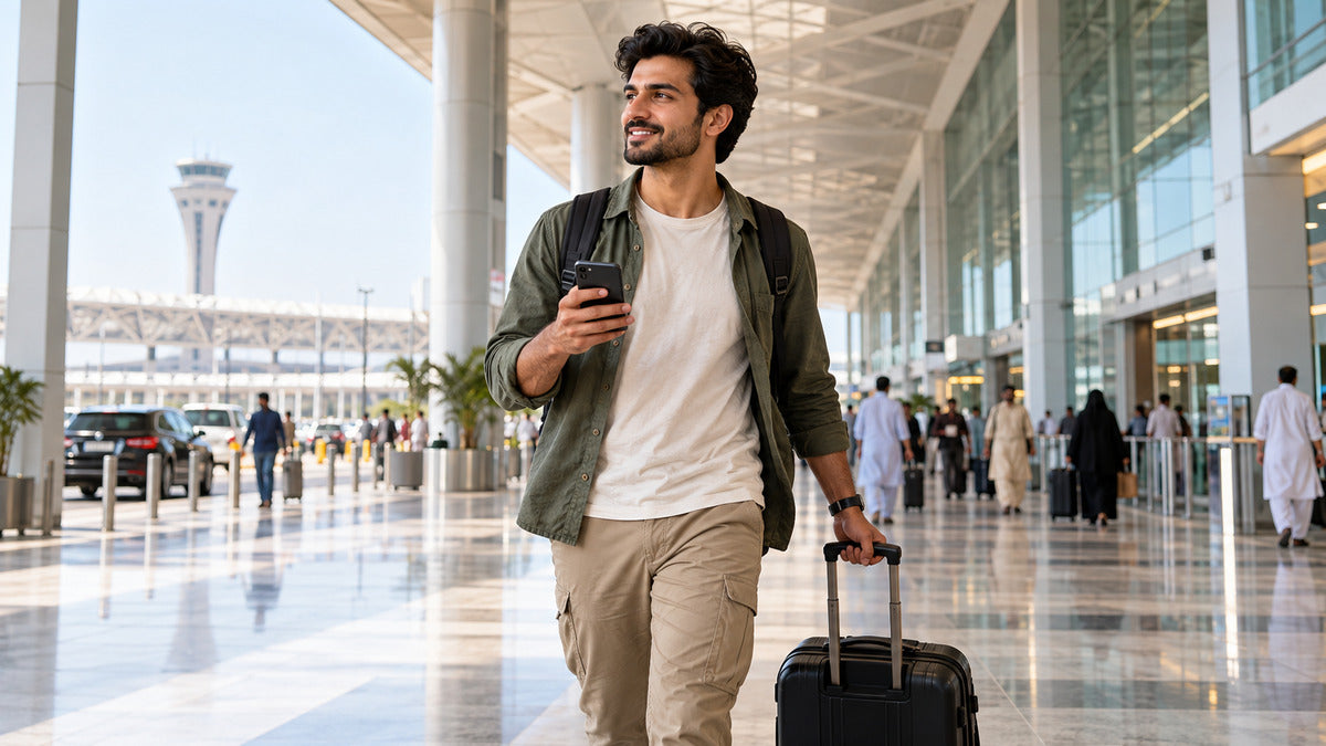 Traveler arriving in Pakistan with Central Asia eSIM connectivity