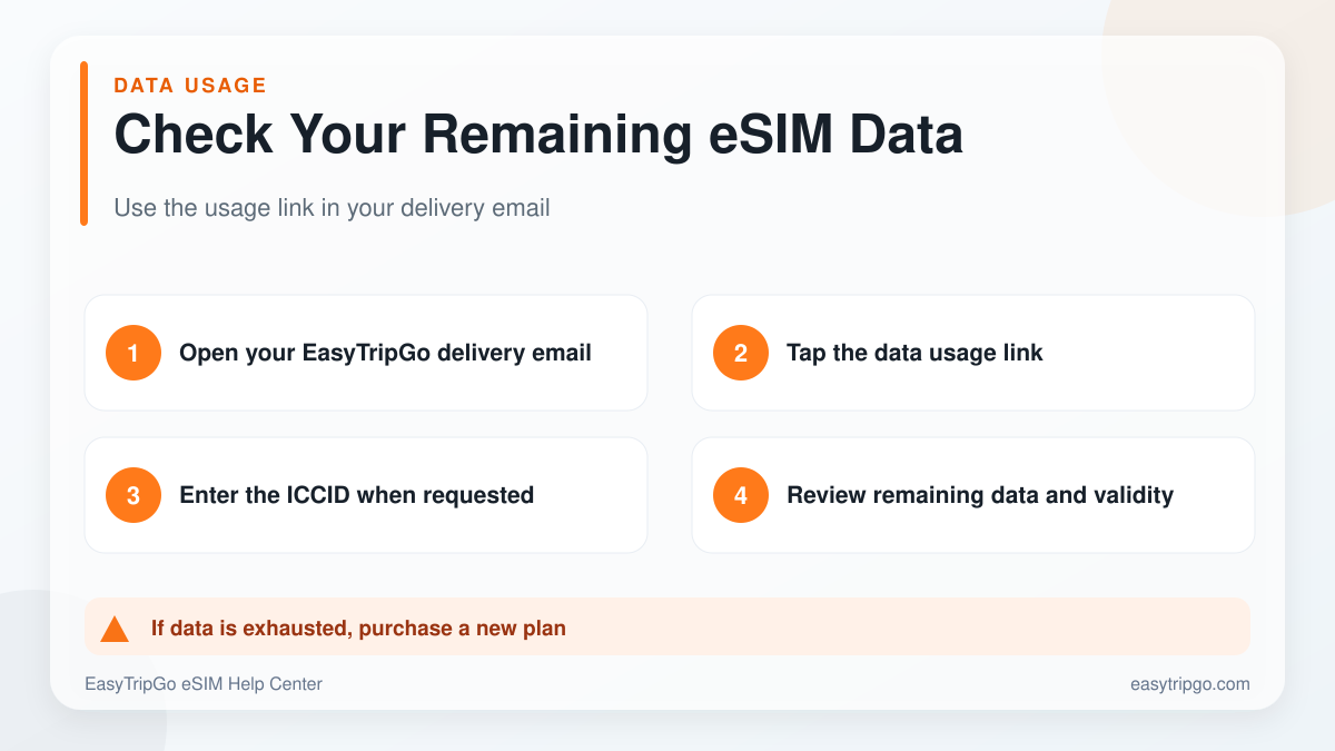How to check remaining EasyTripGo eSIM data