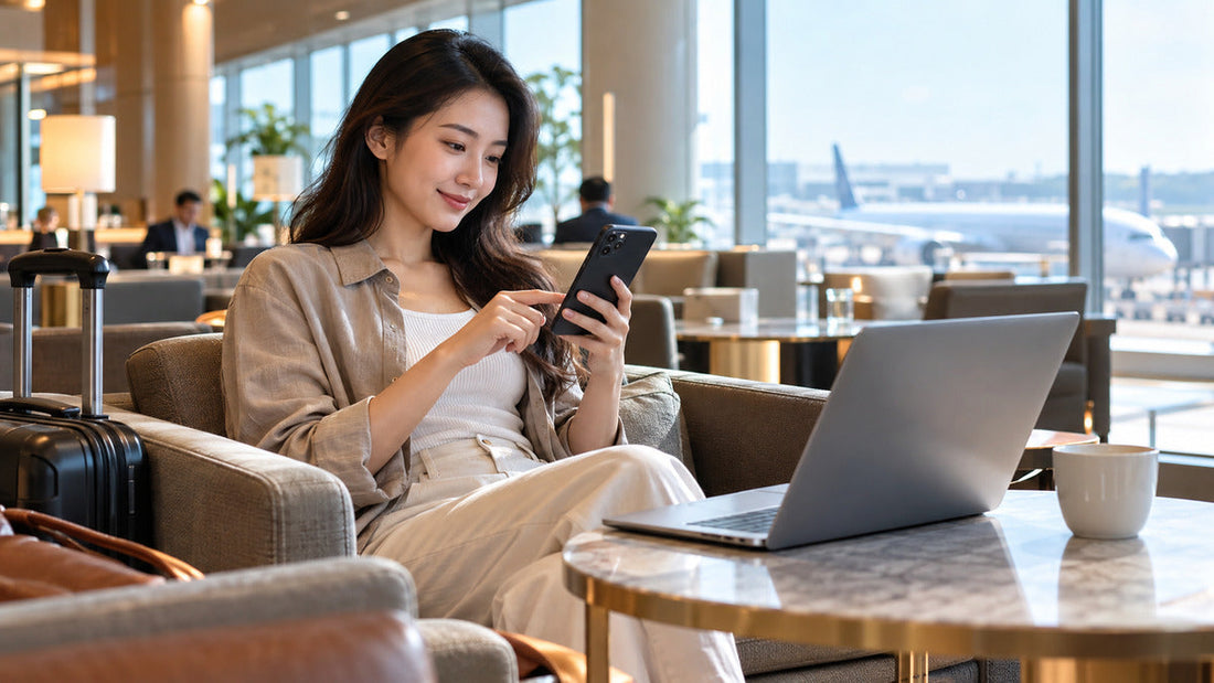 Traveler setting up China eSIM and mobile hotspot