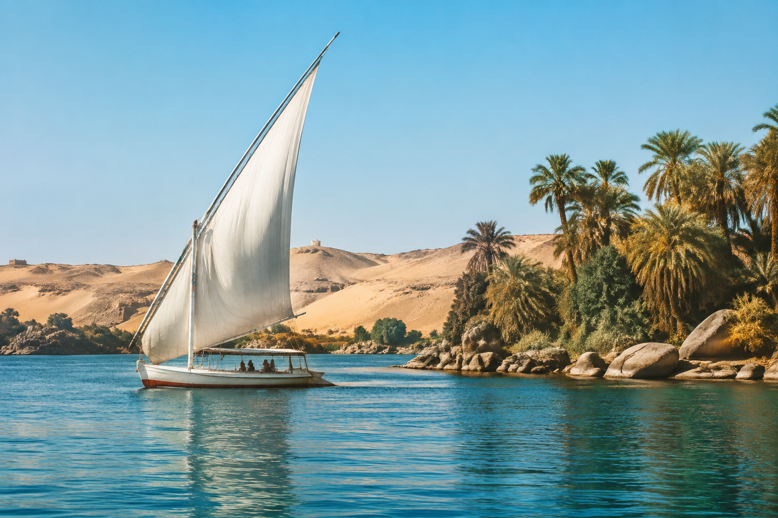 Felucca sailing on the Nile near Aswan