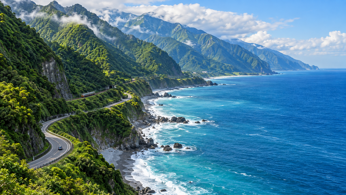 Taiwan east coast mountains and ocean for the eSIM coverage guide
