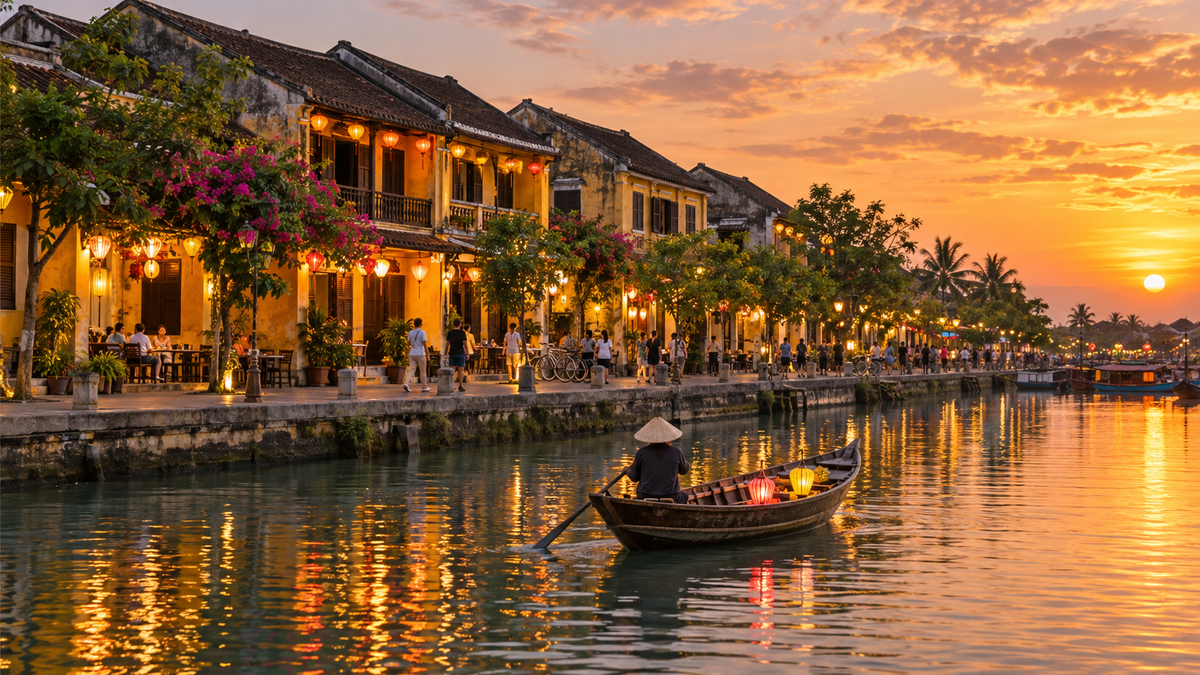 Hoi An riverside at sunset for Vietnam eSIM trip planning