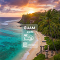 International roaming eSIM for Guam, compatible with local networks, includes QR code for quick activation.