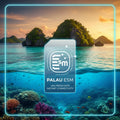 International roaming eSIM for Palau, compatible with local networks, includes QR code for quick activation.